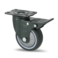 Roue pivotante robuste en PU de 4 pouces, noyau en PP, bande de roulement en polyuréthane, roulement 6202, charge de 150 kg, frein de blocage total