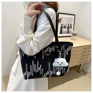 Bolsa de Mano de Lona de Algodón Ecológica Personalizada al por Mayor, Bolsa de Compras Reutilizable Reciclada Plegable con Bolsillos, Estilo Moderno para Mujer - Product Image 2