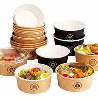 Assiettes et bols en papier personnalisés de 16 oz, 26 oz, 32 oz, boîtes à pâtes, nouilles chinoises, kebab, doner, emballages alimentaires à emporter