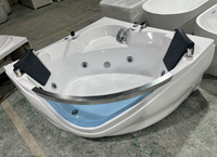 Baignoire d'angle haut de gamme pour 2 personnes, spa pour hôtel de luxe sur le toit avec éclairage LED, bain à remous