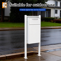 Buzón de Paquetería Exterior de Acero Inoxidable, Duradero, con Cerradura de Llave, Independiente, Montado en Poste, para Uso Comercial, Entrega de Paquetes y Correo