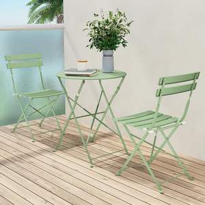 Tuin Opvouwbare Draagbare Stalen Tuinstoelen En Tafels Buiten Patio Bank Bistro Tuinmeubilair Eetset - Product Image 1