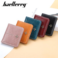 Dompet Wanita Baellerry Multi Slot Kartu Bahan Kulit PU Berlapis Minyak Portemonnaie Femme Grosir Dompet Mini Lucu untuk Wanita