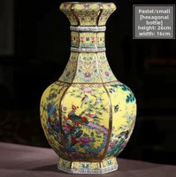 Vas Bunga Porselen Antik Jingdezhen Art Deco dengan Enamel, Dekorasi Rumah, Vas Meja