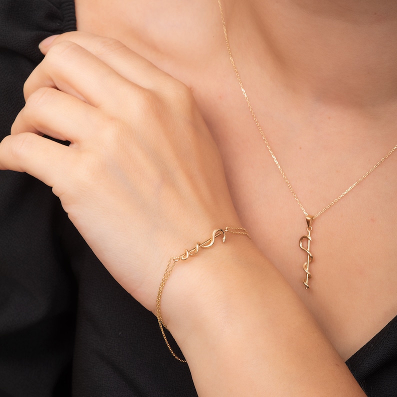 Collana Per Infermiera Con Ciondolo A Cuore Caduceo In Argento 925 – Regalo Ringraziamento - 2