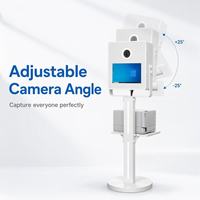 Photomaton vertical SLR avec contrôle tactile WiFi, écran tactile 15,6 pouces à angle réglable, barre lumineuse LED, design technologique, boîtier métallique