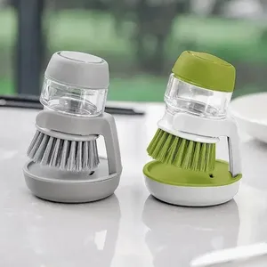 Zenidoo Kitchen Dish Brush Soap Dispenser Multi-Use Eco-Friendly Plastic Nylon Bristles Soft <b>Scrub</b> Brush Household Universal - Product Image 2