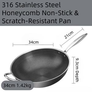 <span class=keywords><strong>Wok</strong></span> <span class=keywords><strong>en</strong></span> acier inoxydable de conception antiadhésive <span class=keywords><strong>en</strong></span> nid d'abeille de qualité supérieure avec couvercle <span class=keywords><strong>en</strong></span> verre pour une cuisine polyvalente - Product Image 5