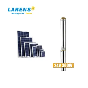 LARENS-bomba de agua Solar, impulsor de plástico de pozo profundo, 24V de CC, 300W, 3 pulgadas