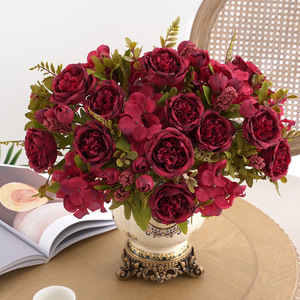 Boules de fleurs artificielles en soie rouge et orange de style moderne, faites à la main, avec ruban en <span class=keywords><strong>organza</strong></span>, décoration suspendue pour <span class=keywords><strong>mariage</strong></span> et fête des mères - Product Image 4