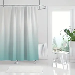 Gradient Shower Curtain with 12 Hooks Bathroom Partition Curtain Waterproof Mildew Proof Fabric Bathroom Curtain