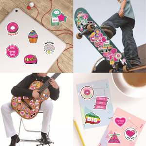 60pcs Pink <strong>Preppy</strong> Style <strong>Stickers</strong> for Girl Laptop Computer Phone Luggage Guitar DIY Decal <strong>Sticker</strong> for Party Students Teens - Product Image 3