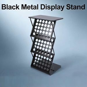 Pupitre de présentation en fer robuste, comptoir noir avec porte-documents intégré pour les événements d'entreprise, salle de formation - Product Image 1