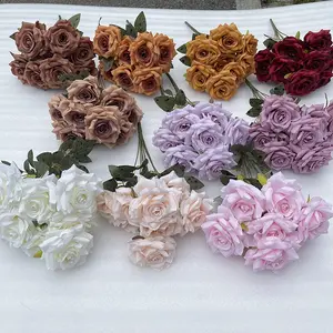 Fig Best Seller di seta rossa Bouquet di Rose <span class=keywords><strong>artificiali</strong></span> per la festa nuziale di natale laurea o decorazioni per la casa di Halloween - Product Image 1