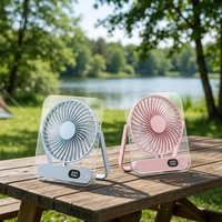 Ventilateur de bureau mural silencieux avec affichage numérique, rechargeable par USB, haute vitesse, portable, pour la maison, le bureau, la cuisine, les voyages et le camping