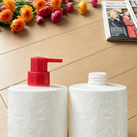 Nouvelle conception de flacon pompe pour lotion, 600 ml, flacon en plastique PET gaufré pour shampoing, gel douche, savon pour les mains, emballage personnalisé