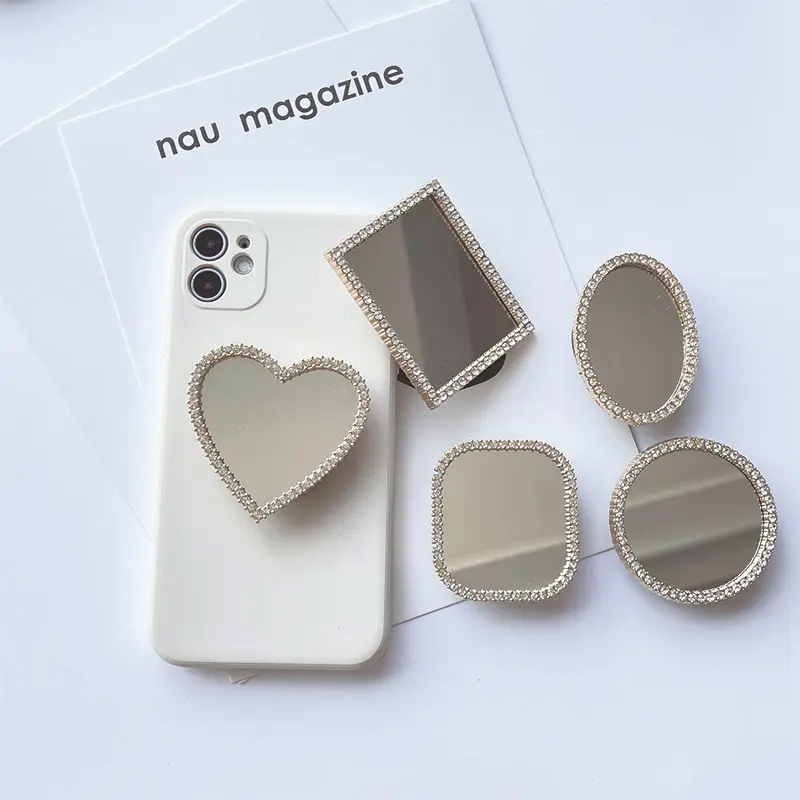 Style coréen ins ensemble de miroirs créatifs diamant amour paresseux retable support de téléphone portable de bureau LOGO personnalisé