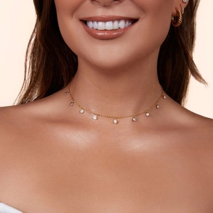 Collier unisexe hip-hop en acier inoxydable 316L plaqué or 18 carats avec breloques gouttelettes en zircon personnalisées pour cadeau de fête - Product Image 2