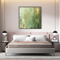 Peinture à l'huile texturée verte peinte à la main, grande toile abstraite pour décoration murale moderne