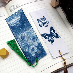 Meilleure vente transfrontalière : Lot de 12 feuilles de papier cyanotype 5*14 pour marque-pages, Matériaux DIY, 12 marque-pages aléatoires avec pompons, pour l'art et l'éducation - Product Image 4