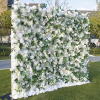 Panel de Flores Artificiales de Poliéster y Seda, Rosas Blancas con Entrega Rápida para Decoración de Bodas, San Valentín y Fiestas
