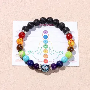 2023 Nieuwe Natuursteen Kristal Yoga Fitness Armband Zeven Chakra 12 Zodiac Kraal Fitness Meditatie Spreekwoorden Armband Voor Vrouwen