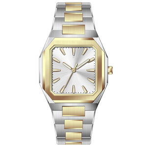 クォーツウォッチ男性用カスタムスクエアステンレススチール36mm高級アナログダイヤルディスプレイ - Product Image 1