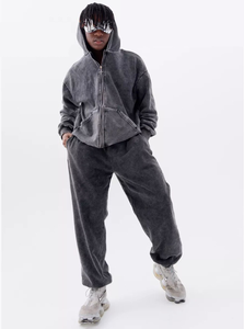 Vintage Washed Joggers - Distressed <b>Men's</b> Sweatpants High Waist French Terry <b>Lounge</b> <b>Pants</b>, Streetwear Oversized Unisex - Product Image 5