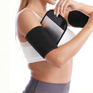 Manguito deportivo para brazo con revestimiento azul, ajustable, para correr, fitness, yoga, de elastano, con correa de soporte deportivo para adultos - Product Image 3