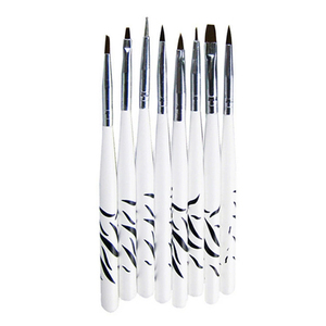 8Pcs Leopard Acrylic Handle Nylon Nail Art Brush <b>Set</b> <b>Crimped</b> Liner Carving Painting Pens for Gel Design - Product Image 1