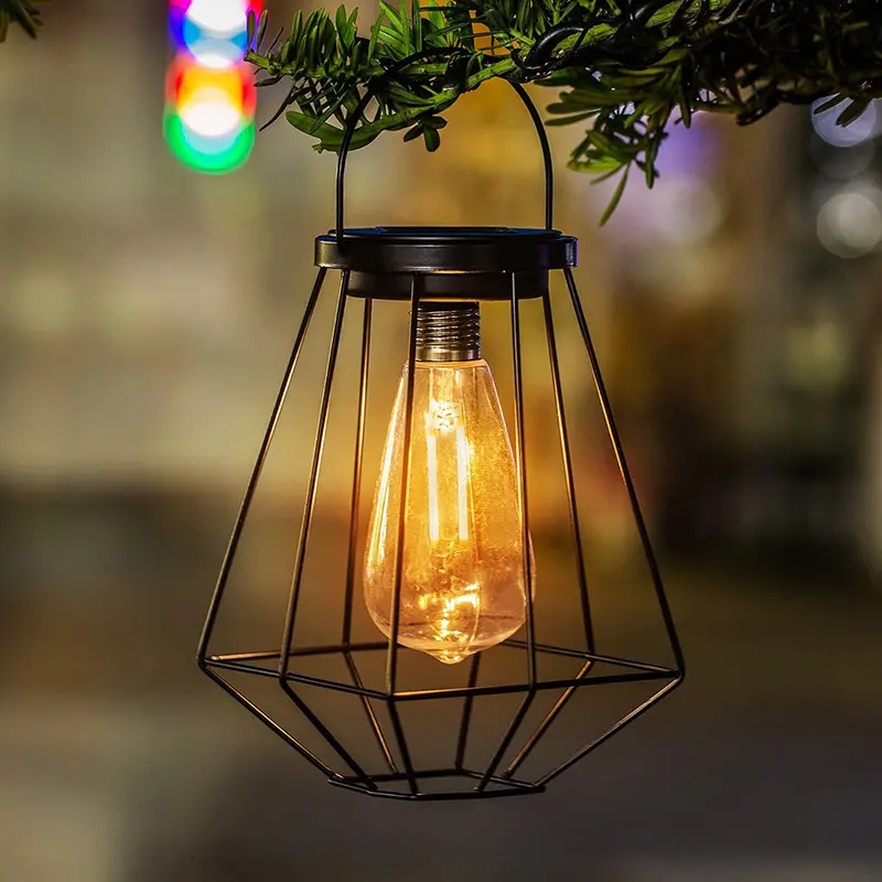 Outdoor Solar Lanterns Lamps - LED Edison Bulbs Hanging Solar Powered Garden Decorative Table Lights