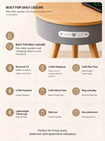 Table basse avec chargeur sans fil, haut-parleur Bluetooth, système audio domestique pour salon