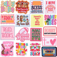 Patchs brodés personnalisés avec slogan amusant, thermocollants, lettres colorées, pour décoration et réparation de vêtements et sacs à dos, vente en gros