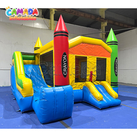 Château Gonflable et Toboggan Combo à Prix d'Usine, Château Gonflable Crayon et Gâteau de Lune avec Souffleur d'Air