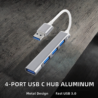 OEM ZTP-02293002 Hub USB-C USB 3.0 4-Port Aluminium Alloy 5Gbps Adaptor Kecepatan Tinggi Laptop/Keyboard/Mouse Dukungan Kartu SD-Tersedia