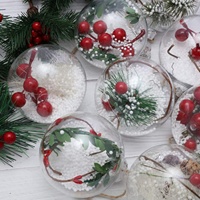 Boules de Noël transparentes en PET incassables de 80 mm, vierges pour sublimation, personnalisables, avec flocage et perles, vente en gros