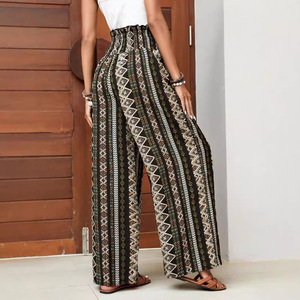 Pantalones Casuales de Mujer con Pliegues, Estilo Holgado, Largos hasta el Tobillo, Diseño con Estampado Floral, Cintura Alta Elástica, Estilo Vacaciones en la Playa, Primavera 2026 - Product Image 5