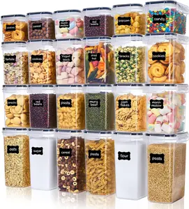 Fabriek Groothandel 24 Stuks Doorzichtige Plastic Voedsel Luchtdichte Lekvrije Opslagcontainer Set Met Deksels Bpa Gratis Pantry Organizer Plastic