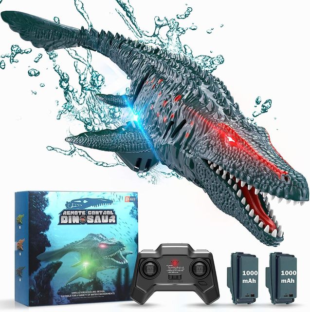 HOSHI HScopter Remote Control Dinosaur RC Crocodile With LED Lights 2.4G Water Toys RC Boat Module Batteries Kids Toy