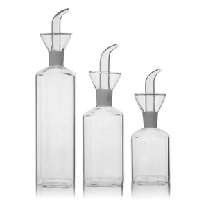 Bouteille distributrice d'huile et de <span class=keywords><strong>vinaigre</strong></span> carrée en verre moderne de style européen, 250 ml, sans plomb, fabriquée à la main avec bec verseur pour la cuisine domestique - Product Image 2