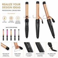 Torlin Keramik Curling Iron 1 Inci 42W PTC Pemanas Cepat Alat Pengeriting Rambut 9 Tingkat LCD 140-220C Tegangan Ganda Alat Penata Rambut Salon