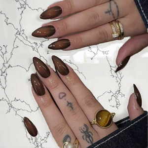 24 <span class=keywords><strong>Uñas</strong></span> <span class=keywords><strong>Postizas</strong></span> Cortas de Cobertura Completa <span class=keywords><strong>con</strong></span> Forma de Almendra Francesa, Importadas de China, de ABS, <span class=keywords><strong>con</strong></span> <span class=keywords><strong>Pegamento</strong></span> para Dedos - Product Image 2