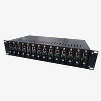 Boîtier métallique standard 2U 14 emplacements pour montage en rack 19 pouces, convertisseur de média fibre optique, châssis de montage en rack avec double alimentation