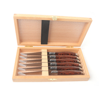 Lot de 6 couteaux à steak en acier inoxydable Laguiole Sharp avec caisse en bois