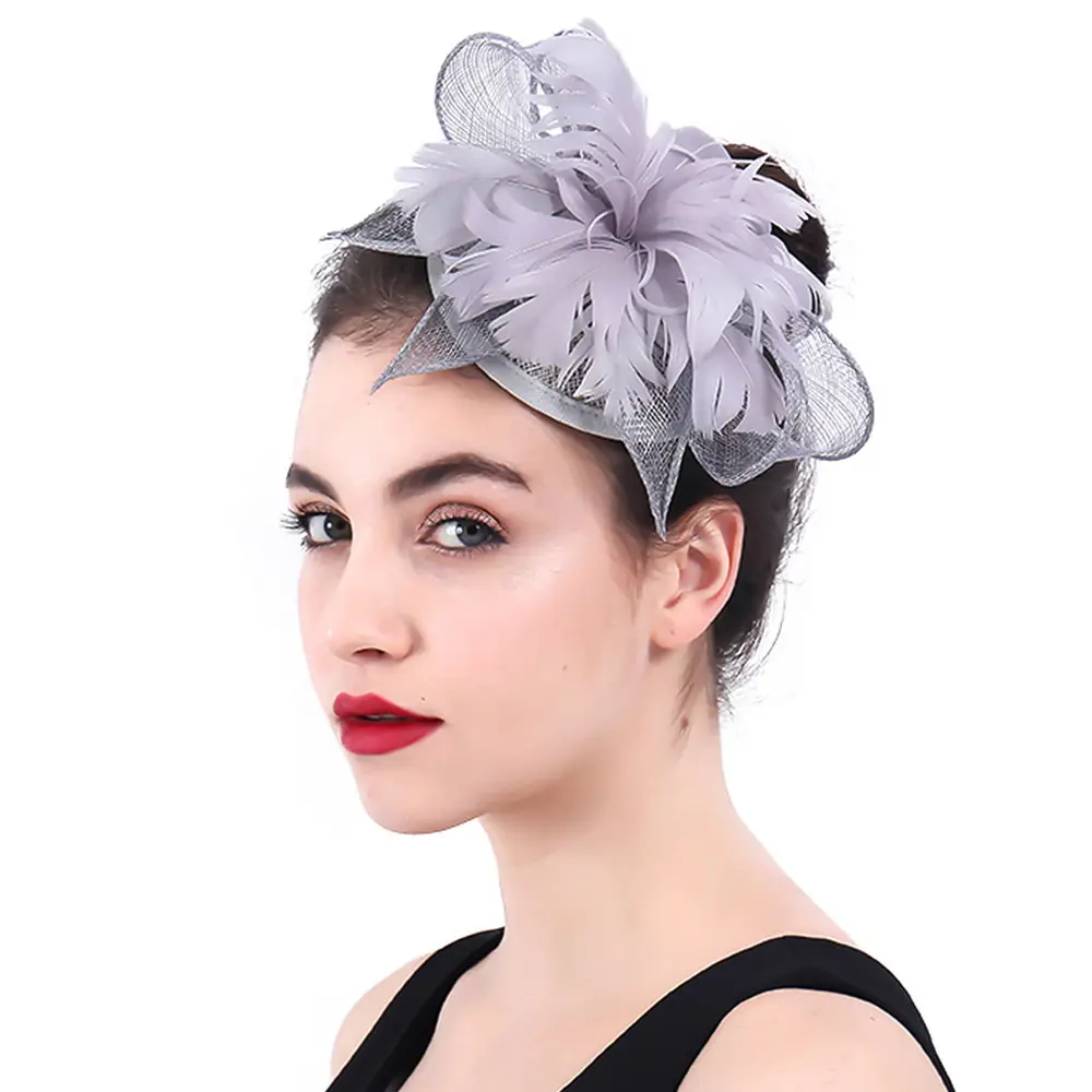 2022 Fashion women hat head beaded spandex feathers big wider british style fascinators for women