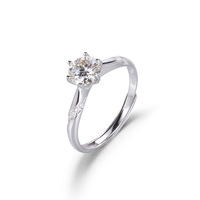 Bague en argent S925 avec moissanite, style INS, bague de mariage à six griffes d'un carat, bague de confession en moissanite tendance