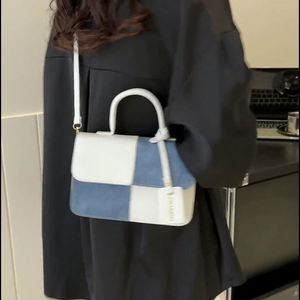 Custom Women's Crossbody Handbag - Mini PU Leather Shoulder Bag in Brown and <b>Blue</b> Jean - Stylish Ladies <b>Purse</b> - Product Image 4