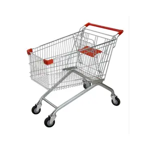 De gros shopping chariot 4 roue-Chariot de supermarché personnalisé de grande capacité, argent blanc, chariot de supermarché léger avec roulettes