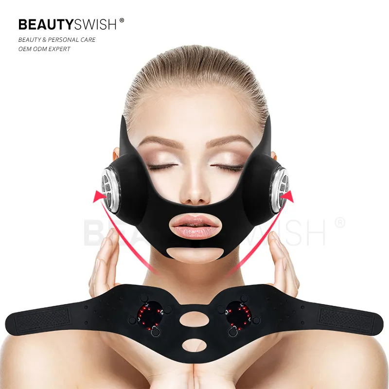 Neuankömmling EMS Face Lifting Gürtel LED Anti-Aging Beauty Silikon Vibrations maske Doppel kinn Elektrisches V-förmiges dünnes Gesichts massage gerät