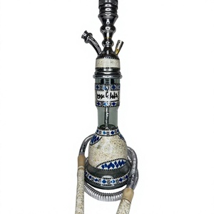 Chicha authentique artisanale Khalil Maamoon Frosted Modern Brass Core Seashell Ice Omda Sadaf, ensemble complet - Product Image 6